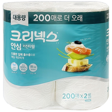 크리넥스 안심키친타월 200매 2롤 X 1팩, 2개