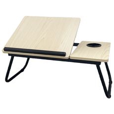 노제 접이식 다용도 미니 테이블 노트북 베드 테이블 컵홀더 포함, 흰색