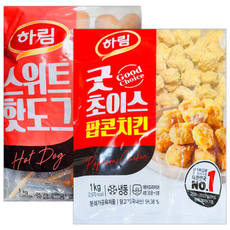 팔도맛쟁이 하림 스위트 핫도그 1kg + 굿초이스 팝콘치킨 1kg, 2개