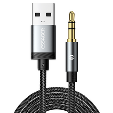 Essager USB A타입 to 3.5mm AUX 오디오 변환젠더 케이블 일반형, 2개