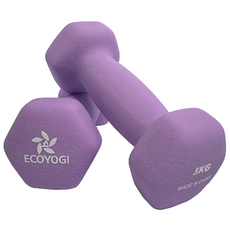 에코요기 네오프렌 논슬립 아령 _2개1세트 ( 1kg 1.5kg 2kg 3kg 4kg 5kg), 1세트, 퍼플 3kg x 2개