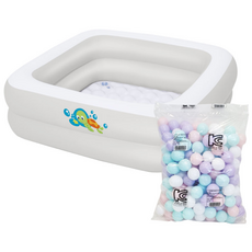 BW 51116 엠보싱 유아사각 풀장 + 파스텔볼풀공 200P, 혼합색상, 1개