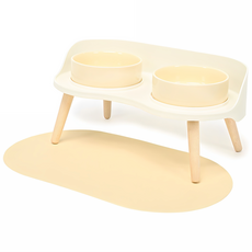 강아지 밥그릇 고양이 애견 반려동물 식기 물그릇 2구, 버터 옐로우, 1개, 10cm