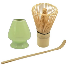 AOHAO 차선+차선립+차시 3PCS 세트 도자기 다구 다기 말차도구 matcha whisk, 1세트, 그린