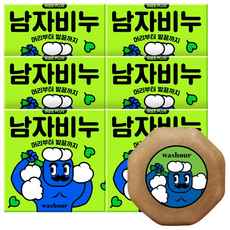 워시아워 남자비누 어성초 100g 6개입 샴푸바 바디워시 (전신 올인원 케어)