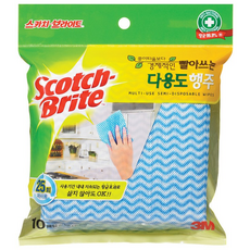 3M 빨아쓰는 다용도 행주 10입 기름 물 흡수 빠른 건조 항균 재사용 행주 52 x 27cm, 10개