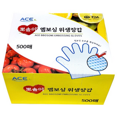 뽀솜이 엠보싱 크린 업소용 일회용 비닐장갑 위생장갑 500매, 1개, 500개입