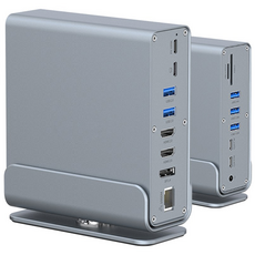 15포트 USB C USB 허브 도크 4K HDMI 도킹 스테이션, 회색