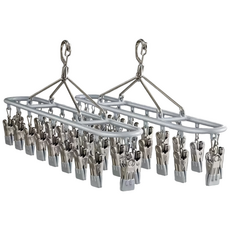 1+1 스텐 양말 건조대 속옷 옷걸이 집게 건조대 20클립, 2개, 스카이그레이