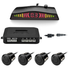 자동차 후방감지기 자동 주차 센서 4구 센서 차량용 역방향 백업 주차 레이더 모니터, 검정