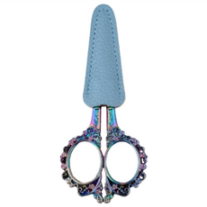 썸스 빈티지 앤틱 수예 가위 재단 고급 쪽가위 날집 세트, 1세트, 블루