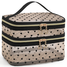 미소데이샵 2단 메쉬 화장품 파우치 하트 대용량 분리수납