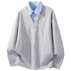 스타일닥터 남성 춘추 브이넥 맨투맨 스트라이프 긴팔상의