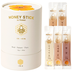-23.5 꿀스틱 스틱꿀 30포 100% 국산 벌꿀 아카시아꿀 야생화꿀 잡화꿀 밤꿀 대추나무꿀 피나무꿀 때죽나무꿀 한달분 선물 답례품, 360g, 1개