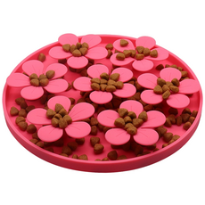 리치독스 반려동물 급체방지 플라워 슬로우 식기, 핑크, 1개