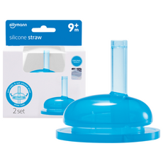 sillymann 奶瓶配件鉑金矽膠防漏吸管 WSB122 藍色, 9個月以上, 2個