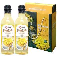 백설 카놀라유 선물세트 500ml 2개입 / 설 추석 명절선물 답례품(소비기한 2027년01월), 1개, 1L