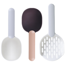 Elosi貓糧勺2件+沙鏟套組, 灰白（鏟子）、粉紅巧克力、灰白（勺子）