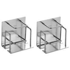 304不鏽鋼雙頭牙刷牙膏漱口杯架, 銀, 2個