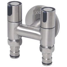 무광 2구 세탁기 슬림밸브 냉수 두갈래 수도꼭지 커플링 양갈래 수전, 무광 냉수 2구 슬림밸브, 1개