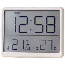 레벤데코 자석부착 벽걸이 탁상겸용 시간표시 온습도계, 화이트, 1개