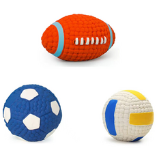 드림계곡 반려동물 삑삑이 라텍스 스케일링 강아지 장난감 3p, 1개, 축구 배구 럭비