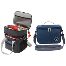 YANGTA [신제품] 대용량 2단 보온백 도시락가방 - 다용도 피크닉 보냉백 아이스백 런치백 휴대용 보온보냉가방1+1, 네이비