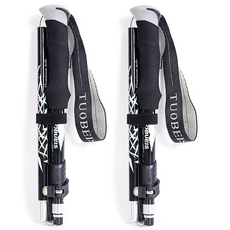 이지코리아 초경량 5단 접이식 등산 스틱, 숏(1세트)_블랙, 2개