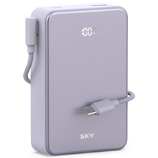 SKY 필 Cube 20000mAh PD QC 22.5W 고속충전 LCD잔량표시 대용량 미니 보조배터리 케이블 멀티단자, 퍼플, SKY-A20