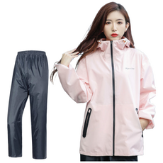 경량우비 비옷 상하의세트 초경량 바이크비옷 바이크우비 바이크우의 방수복 오토바이옷 오토바이우비 자전거비옷 남성우의 여자비옷 상하의 우비세트, 핑크
