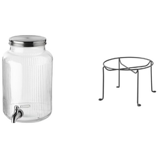 이케아 VARDAGEN 음료디스펜서와 스탠드 세트/물통/물병/대형물통/유리물병, 5.0L, 단일