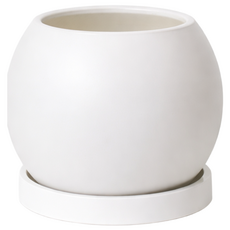 모던레시피 달항아리 플라스틱 화분 받침 세트 가벼운 인테리어 화분, 2개, 화이트