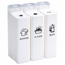 엔씨씨 세제 디스펜서 3개 + 방수라벨스티커 12종 1개, 1세트, 화이트