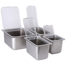 마더쿡 업소용 스텐 밧드 바트 사각용기 본체 + 투명 이지커버 1세트 식당 주방용 스테인리스 용기, 1개, 이지커버 + 1/6 깊이(4) 10.2cm 1세트