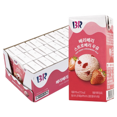 베스킨라빈스 베리베리 스트로베리 우유, 190ml, 24팩