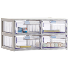 모아이샵 다용도 투명 수납함(중형) 수납함, 01_수납함 4칸