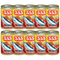 555 Sardines in Tomato Sauce Hot 사딘스 토마토 핫 매운맛 155g, 10개