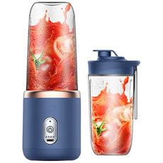 HOMIE 믹서기 2개 용기 휴대용 미니 믹서기 USB 충전식 무선 믹서기, 블루