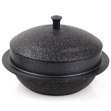 키친아트 전통 가마솥 양면 마블 코팅 통주물 솥, 1개, 블랙, 22cm