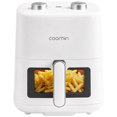 coomin 시각화 에어프라이어 가정용 4L 에어프라이기 2-4인용 대용량 바스켓형 LED 조명등, 화이트, FY-3005-M-A