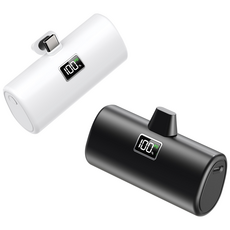 YINTO 도킹형 고속충전 PD 20w 일체형 휴대용 미니 보조배터리 2p 세트, 블랙 + 화이트, XPB1