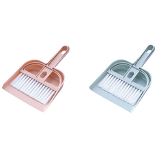 어센드원 미니 빗자루 학교 사무실 책상 청소용품 데스크리어, 핑크블루, 2개