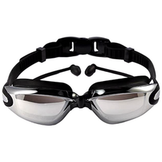 대어 스토어 수영 안경 귀마개 일체형 김서림방지 수경, 블랙, 1개