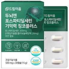 드림이음 두뇌엔 뇌영양제 포스파티딜세린 식약처 인증 기억력 징코 은행잎추출물, 1개, 30정