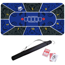 홀덤 포커 매트 테이블 칩 카드 세트 게임 패드 보드게임 트럼프카드 포함, 블루, 1개