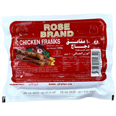 Halal Premium Danish Rose Poultry Chicken Frank Sausages 할랄 프리미엄 덴마크 로즈 풀트리 치킨 프랭크 소시지, 1개, 340g