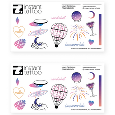instant tattoo 粉紅旋律紋身貼紙, 混合顏色, 2個