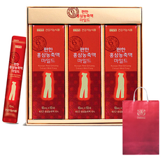 CHUN JAE MIUNG Korea Red Ginseng 紅蔘濃縮液隨身包 溫和款+購物袋組, 30條, 10ml, 1組