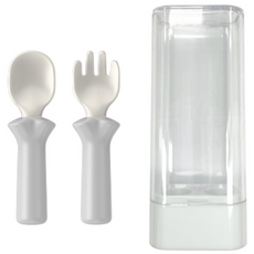 블루마마 모두얌 스푼 + 포크 + 케이스 세트, 그레이, 1세트