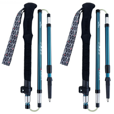 트렉스타 시그니쳐 5단 접이식 등산스틱 2P 1세트, 그린블루